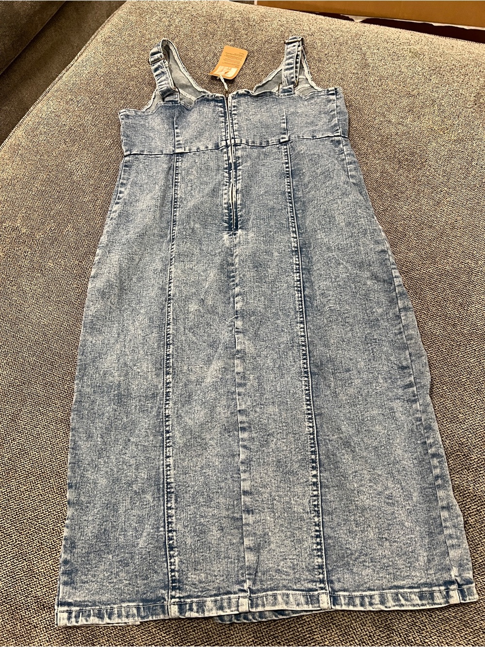 Classic Light Blue Denim Midi Dress with Front/Back Zip - L - Picture 4 of 5